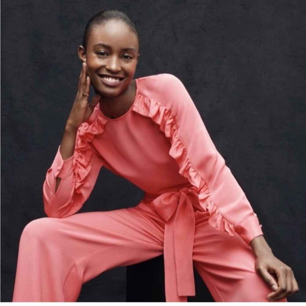 J.CREW COLLECTION SILK RUFFLE SLEEVE BLOUSE